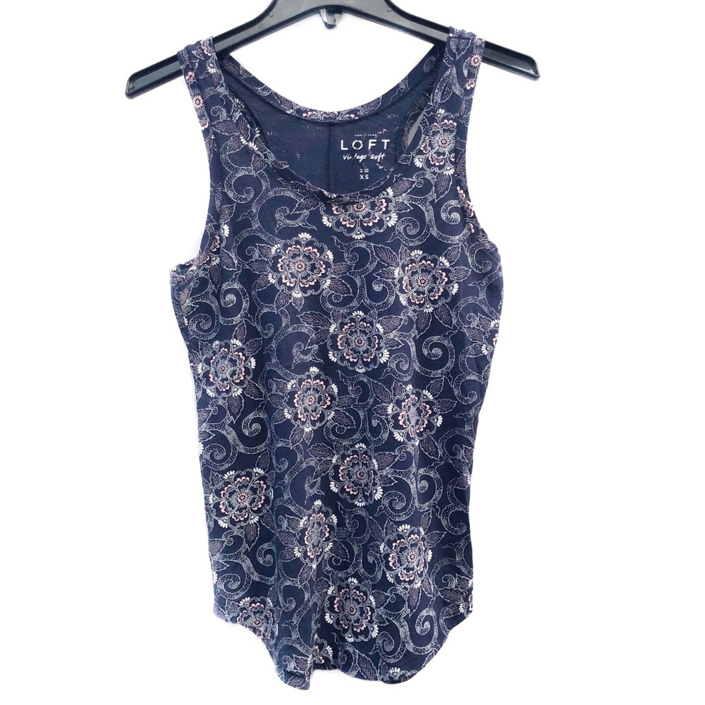 Ann Taylor LOFT Vintage Soft Floral Sleeveless Top Casual Tapestry Blouse EUC XS